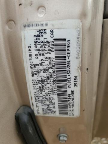 4T1BG22K0YU668377 - 2000 TOYOTA CAMRY CE BEIGE photo 13