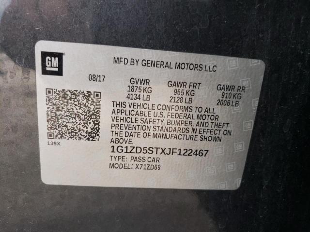 1G1ZD5STXJF122467 - 2018 CHEVROLET MALIBU LT GRAY photo 12