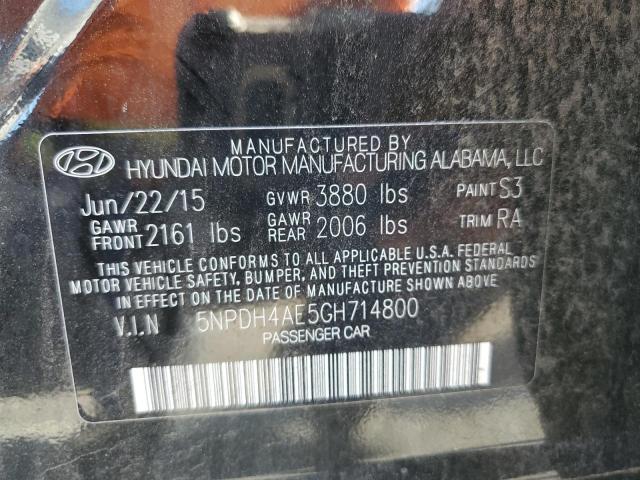 5NPDH4AE5GH714800 - 2016 HYUNDAI ELANTRA SE BLACK photo 12