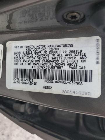 4T1BE32K53U697667 - 2003 TOYOTA CAMRY LE GRAY photo 12