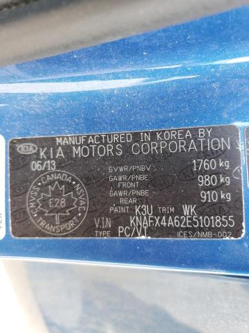 KNAFX4A62E5101855 - 2014 KIA FORTE LX BLUE photo 13