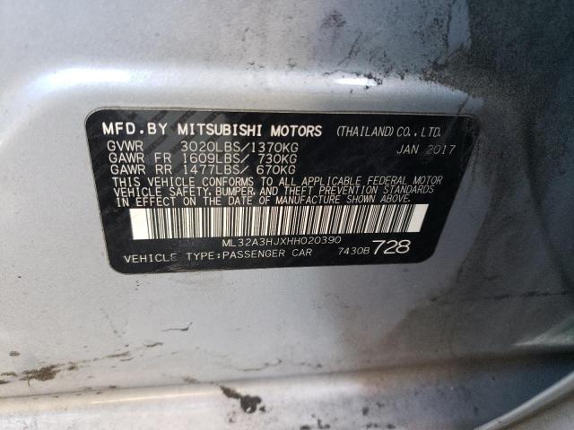 ML32A3HJXHH020390 - 2017 MITSUBISHI MIRAGE ES SILVER photo 13