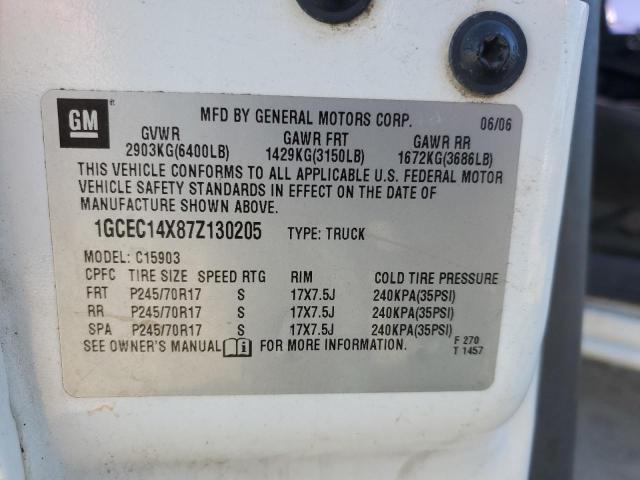 1GCEC14X87Z130205 - 2007 CHEVROLET SILVERADO C1500 CLASSIC WHITE photo 12