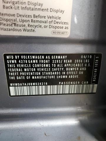 WVWDA7AJ0BW024216 - 2011 VOLKSWAGEN GOLF Mavi foto 13