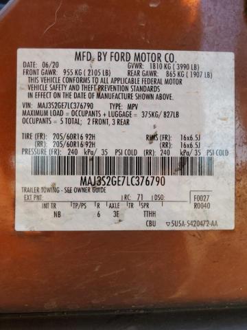 MAJ3S2GE7LC376790 - 2020 FORD ECOSPORT SE ORANGE photo 13