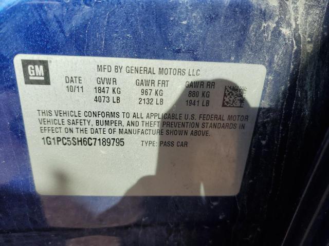 1G1PC5SH6C7189795 - 2012 CHEVROLET CRUZE LS BLUE photo 12