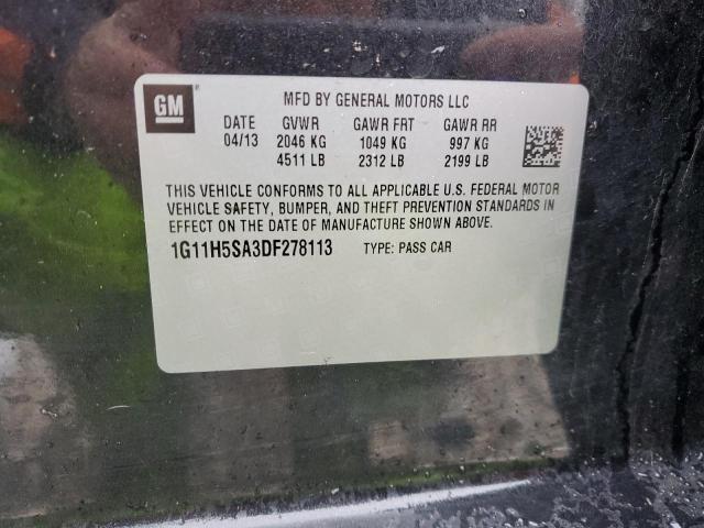 1G11H5SA3DF278113 - 2013 CHEVROLET MALIBU LTZ 石墨色 照片 12