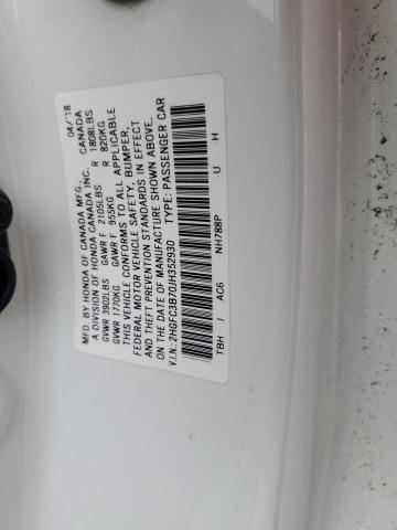 2HGFC3B70JH352930 - 2018 HONDA CIVIC EXL თეთრი ფოტო 12