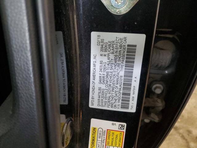1HGCV2F64JA023316 - 2018 HONDA ACCORD EXL შავი ფოტო 12