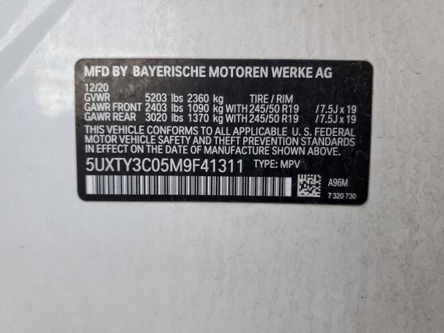 5UXTY3C05M9F41311 - 2021 BMW X3 SDRIVE30I WHITE photo 13