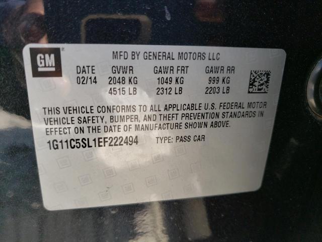 1G11C5SL1EF222494 - 2014 CHEVROLET MALIBU 1LT BLACK photo 12