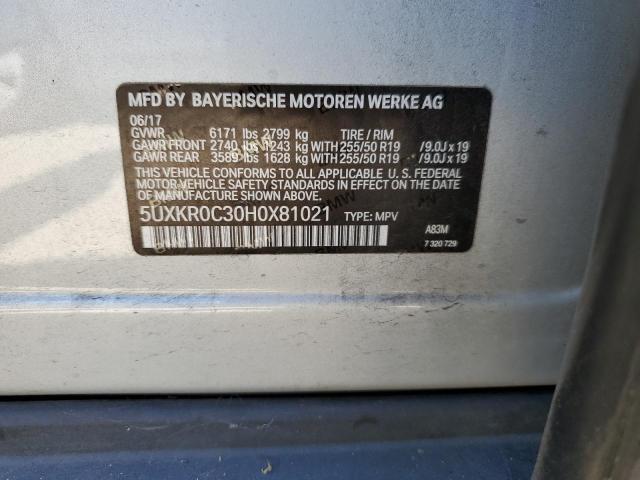 5UXKR0C30H0X81021 - 2017 BMW X5 XDRIVE35I SILVER photo 13