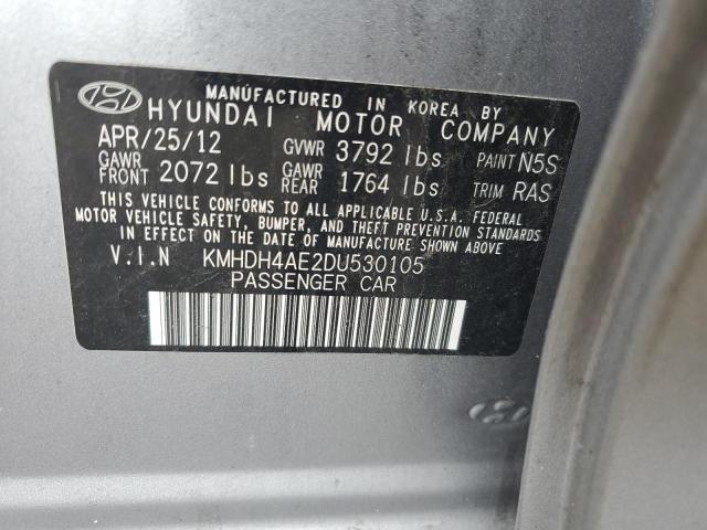 KMHDH4AE2DU530105 - 2013 HYUNDAI ELANTRA GLS GRAY photo 12