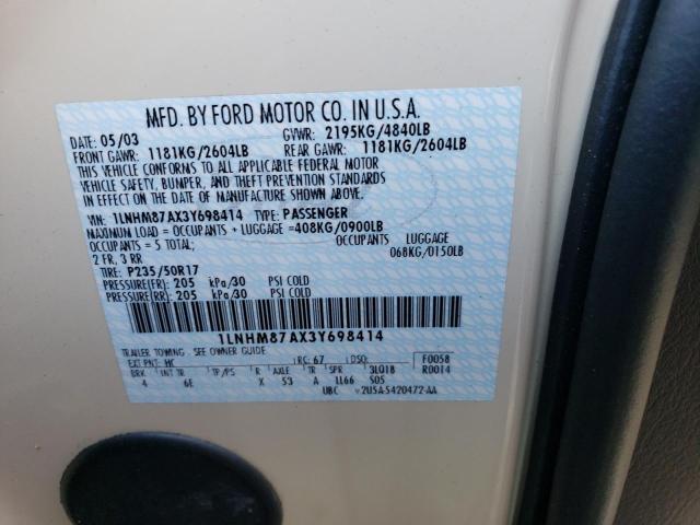 1LNHM87AX3Y698414 - 2003 LINCOLN LS Krem foto 12