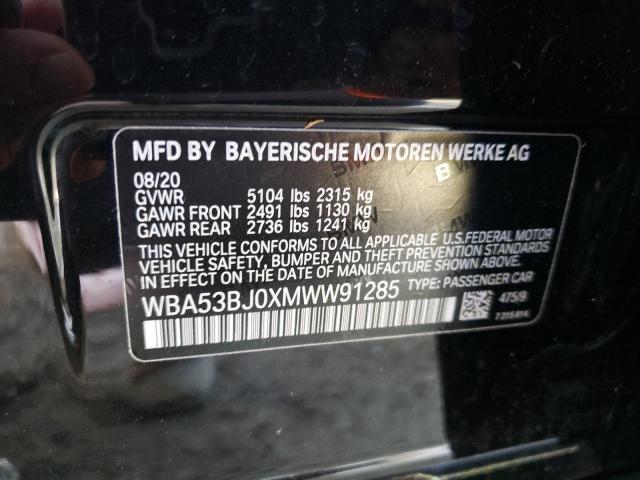 WBA53BJ0XMWW91285 - 2021 BMW 540 I BLACK photo 12
