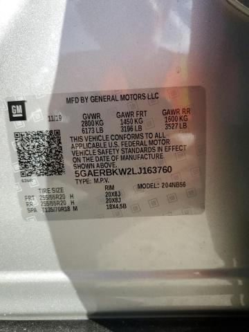 5GAERBKW2LJ163760 - 2020 BUICK ENCLAVE ESSENCE 银色 照片 12