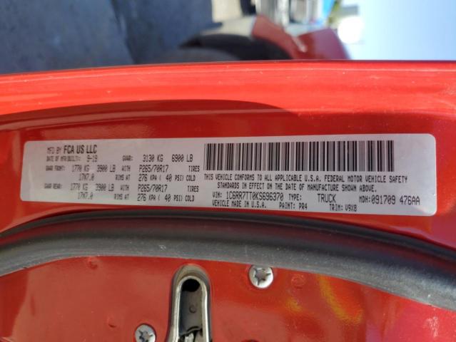 1C6RR7TT0KS696370 - 2019 RAM 1500 CLASS SLT 红色 照片 12