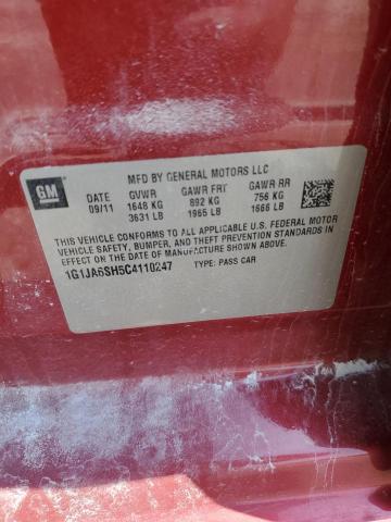 1G1JA6SH5C4110247 - 2012 CHEVROLET SONIC LS RED photo 12