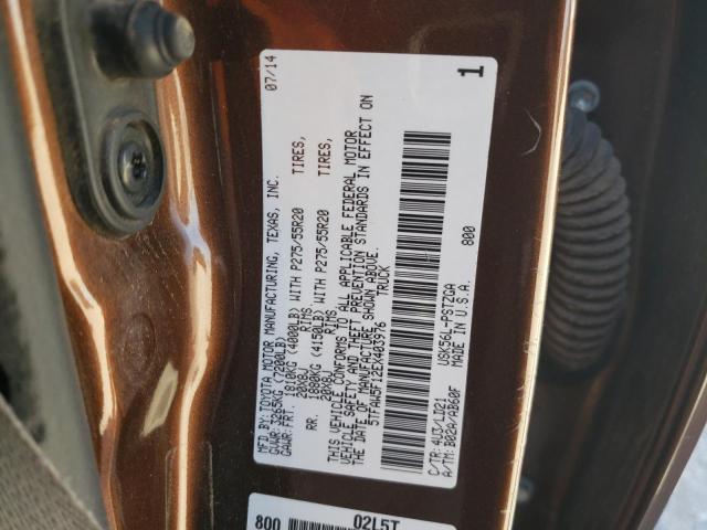 5TFAW5F12EX403976 - 2014 TOYOTA TUNDRA CREWMAX PLATINUM 棕色 照片 12