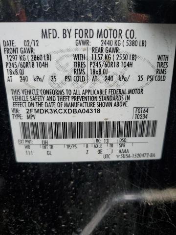 2FMDK3KCXDBA04318 - 2013 FORD EDGE LIMITED BLACK photo 13