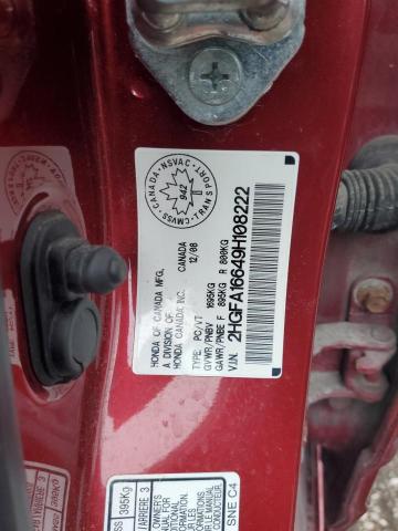 2HGFA16649H108222 - 2009 HONDA CIVIC LX-S RED photo 13