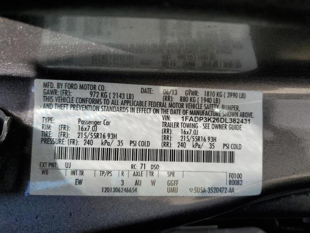 1FADP3K26DL382431 - 2013 FORD FOCUS SE GRAY photo 12