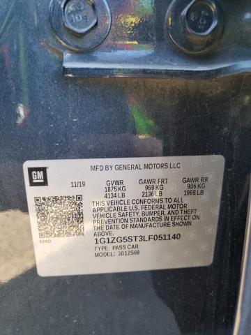 1G1ZG5ST3LF051140 - 2020 CHEVROLET MALIBU RS შავი ფოტო 12