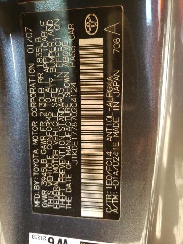 JTKDE177870204124 - 2007 TOYOTA SCION TC 石墨色 照片 12