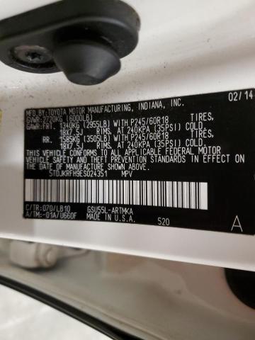 5TDJKRFH9ES024351 - 2014 TOYOTA HIGHLANDER XLE Ağ foto 13