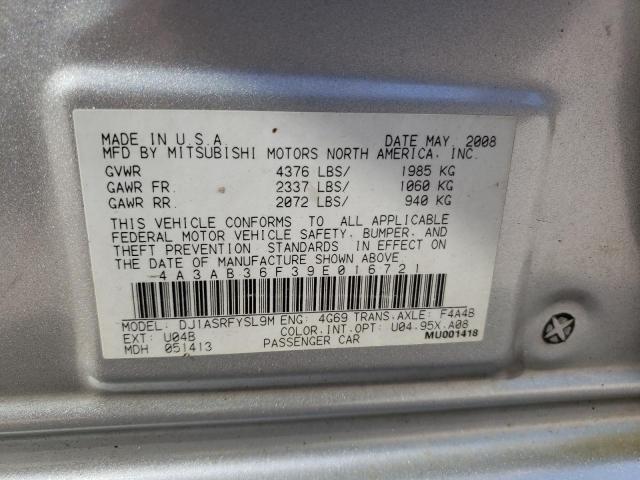 4A3AB36F39E016721 - 2009 MITSUBISHI GALANT ES SILVER photo 12