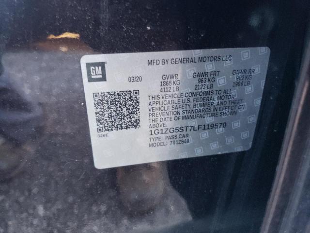 1G1ZG5ST7LF119570 - 2020 CHEVROLET MALIBU RS 栗色 照片 12