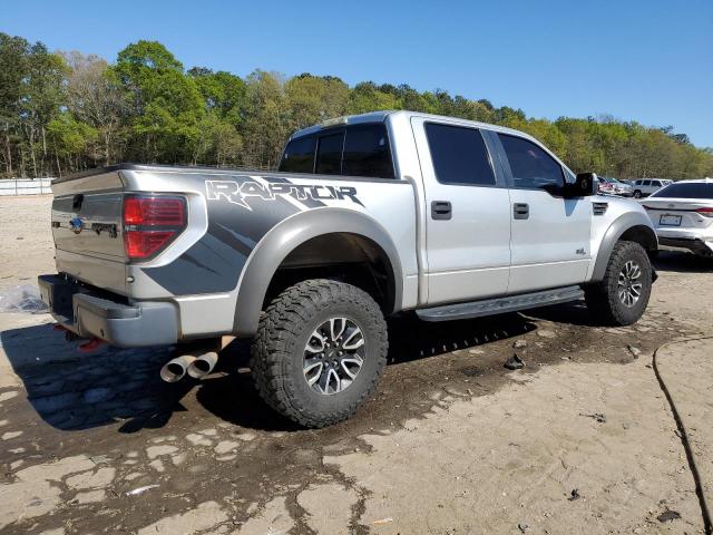 1FTFW1R63DFC09113 - 2013 FORD F150 SVT RAPTOR SILVER photo 3