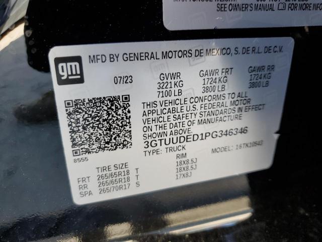 3GTUUDED1PG346346 - 2023 GMC SIERRA K1500 SLT BLACK photo 12