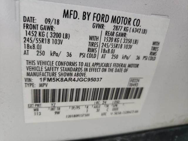 1FM5K8AR4JGC95037 - 2018 FORD EXPLORER POLICE INTERCEPTOR WHITE photo 14