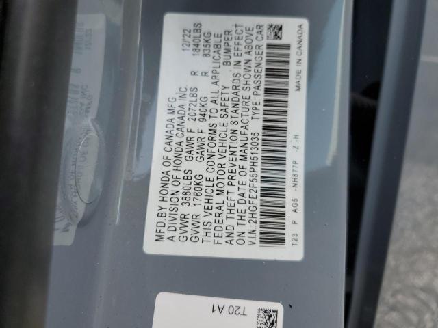 2HGFE2F55PH513035 - 2023 HONDA CIVIC SPORT 灰色 照片 13