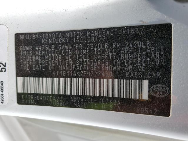 4T1G11AK2PU727463 - 2023 TOYOTA CAMRY SE NIGHT SHADE WHITE photo 12