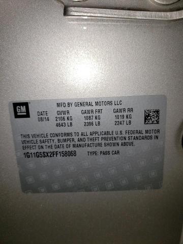 1G11G5SX2FF158068 - 2015 CHEVROLET MALIBU LTZ ოქროსფერი ფოტო 12