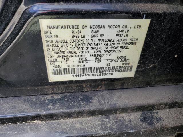 1N4BA41E84C886098 - 2004 NISSAN MAXIMA SE BLACK photo 12