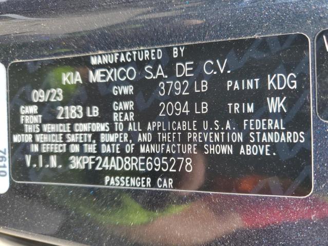 3KPF24AD8RE695278 - 2024 KIA FORTE LX CHARCOAL photo 12