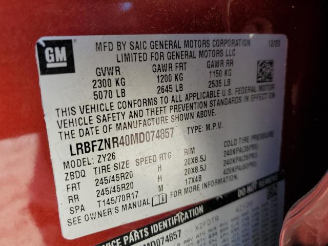 LRBFZNR40MD074857 - 2021 BUICK ENVISION ESSENCE Qırmızı foto 12