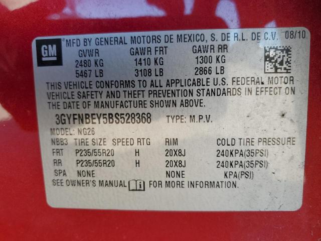 3GYFNBEY5BS528368 - 2011 CADILLAC SRX PERFORMANCE COLLECTION Қызыл фото 13