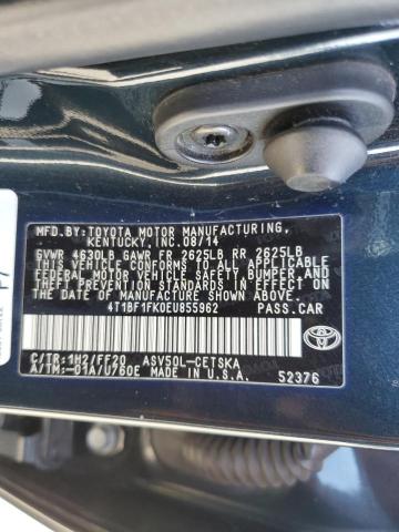 4T1BF1FK0EU855962 - 2014 TOYOTA CAMRY L BLUE photo 12