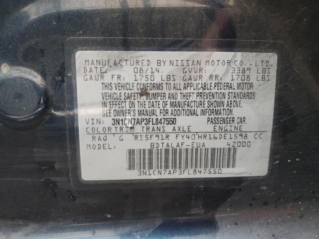 3N1CN7AP3FL847550 - 2015 NISSAN VERSA S BLUE photo 12