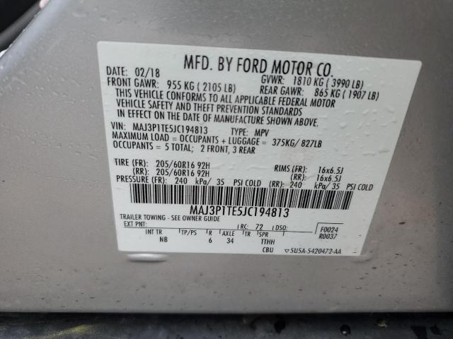 MAJ3P1TE5JC194813 - 2018 FORD ECOSPORT SE Gümüş foto 12