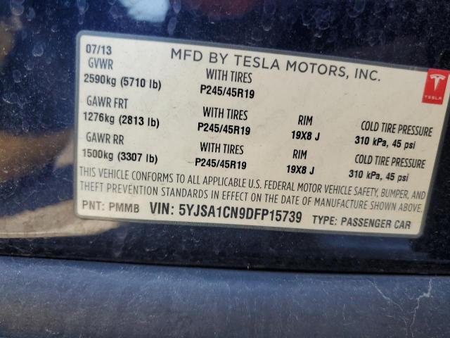 5YJSA1CN9DFP15739 - 2013 TESLA MODEL S BLACK photo 13