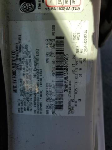 3FAHP0HA6AR404505 - 2010 FORD FUSION SE WHITE photo 12