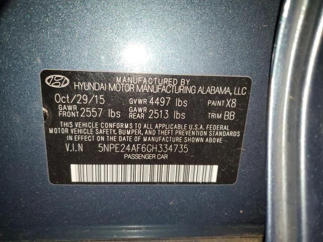 5NPE24AF6GH334735 - 2016 HYUNDAI SONATA SE BLUE photo 12