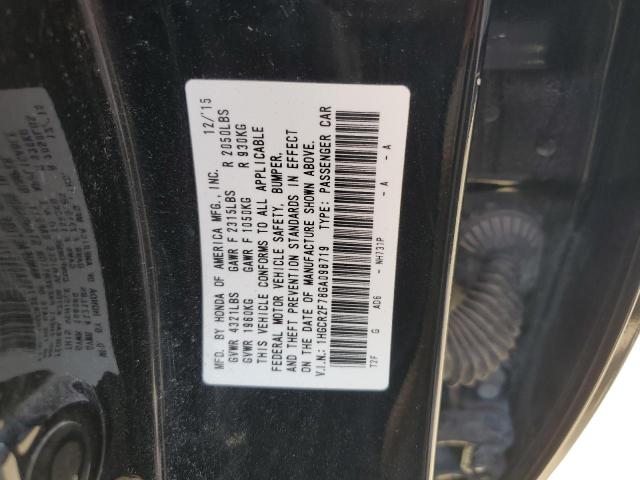 1HGCR2F78GA098719 - 2016 HONDA ACCORD EX BLACK photo 12