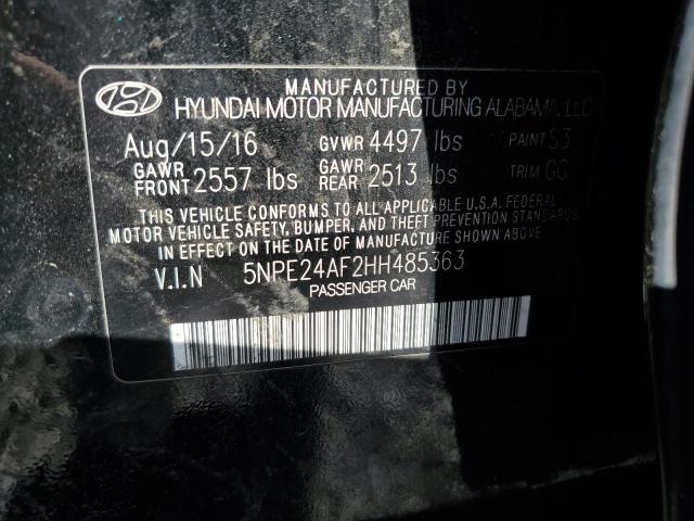 5NPE24AF2HH485363 - 2017 HYUNDAI SONATA SE BLACK photo 12