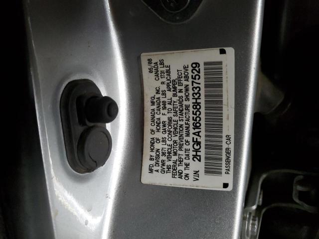 2HGFA16558H337529 - 2008 HONDA CIVIC LX SILVER photo 12